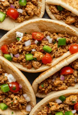 Mediterranean Ground Chicken Pitas