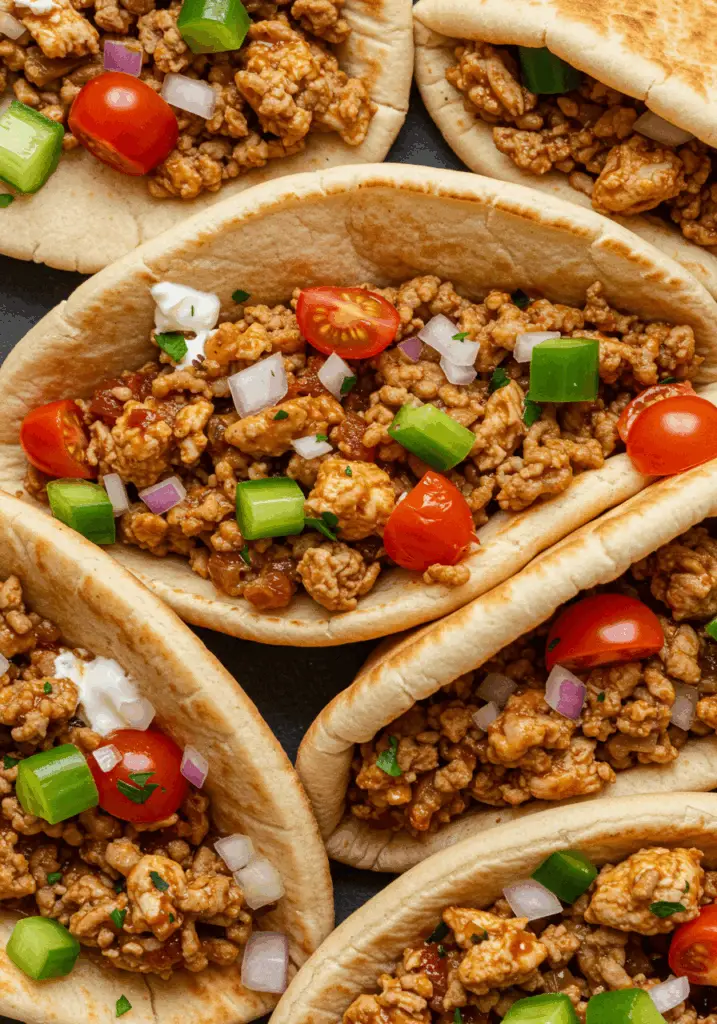 Mediterranean Ground Chicken Pitas