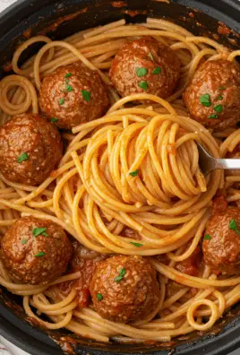 Creamy Spaghetti and Meatballs