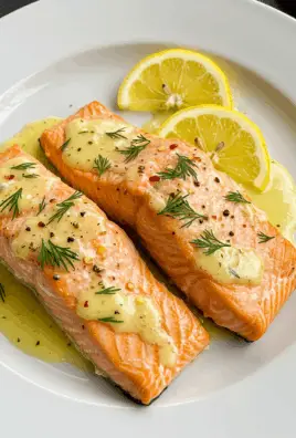 Baked Salmon with Lemon Butter Cream Sauce