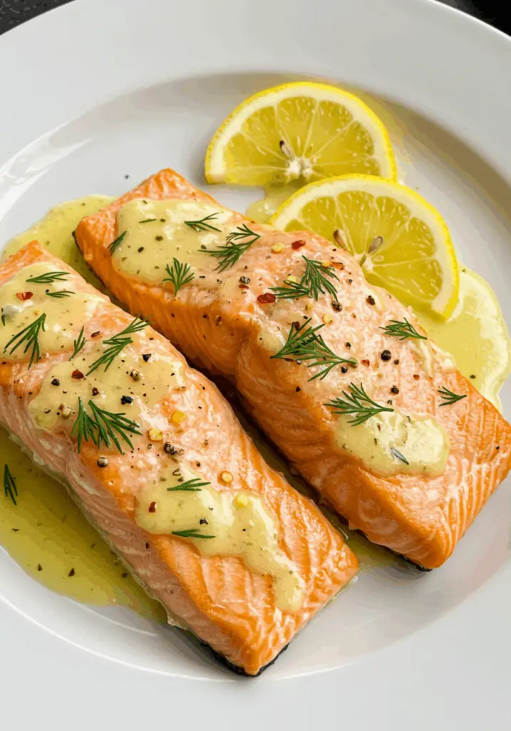 Baked Salmon with Lemon Butter Cream Sauce