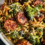 Chicken Sausage, Broccoli, Orzo Skillet