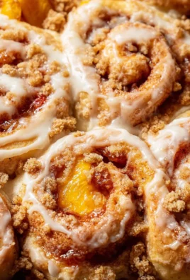 Peach Cobbler Cinnamon Rolls with Crumb Topping