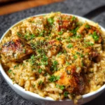 One Pan Smothered Chicken and Rice