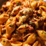 One Pot Creamy Beef Pasta