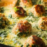 Chicken Ricotta Meatballs with Spinach Alfredo Sauce