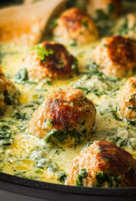Chicken Ricotta Meatballs with Spinach Alfredo Sauce