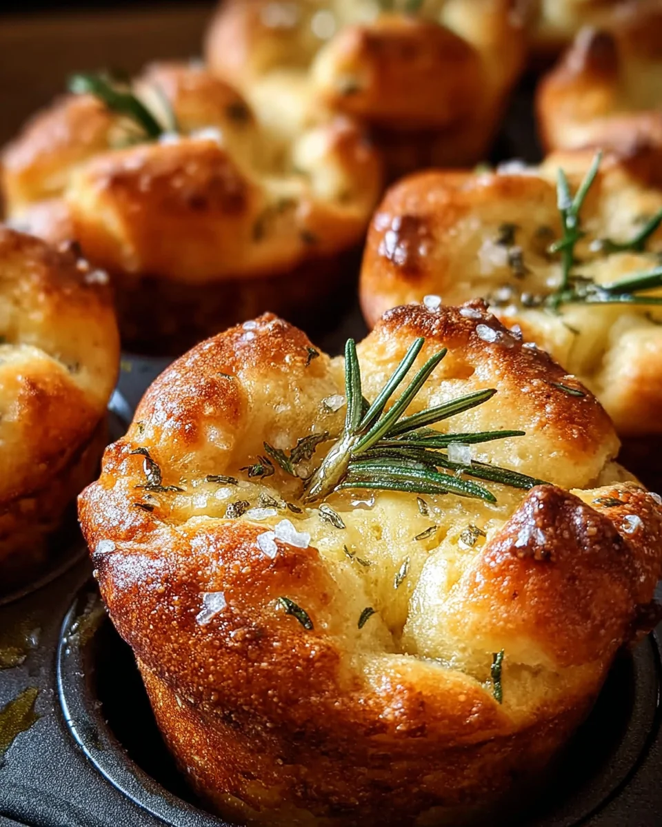 Easy Garlic Rosemary Focaccia Muffins