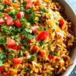 One Pot Cheesy Taco Orzo