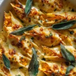 Pumpkin & Gouda Stuffed Shells With Brown Butter & Sage Alfredo Sauce