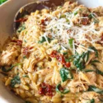 Slow Cooker Creamy Tuscan Chicken Orzo