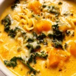 Butternut Squash Lasagna Soup with Kale & Mozzarella
