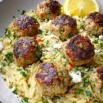 Easy Greek Chicken Meatballs with Lemon Orzo