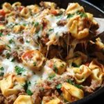 One Pot Tortellini and Ground Beef Skillet Casserole