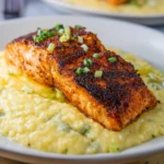 Cajun Grilled Salmon with Cheesy Jalapeno Grits