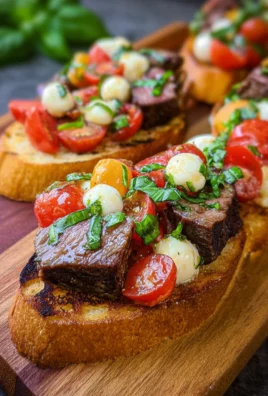 Grilled Steak and Tomato Crostini