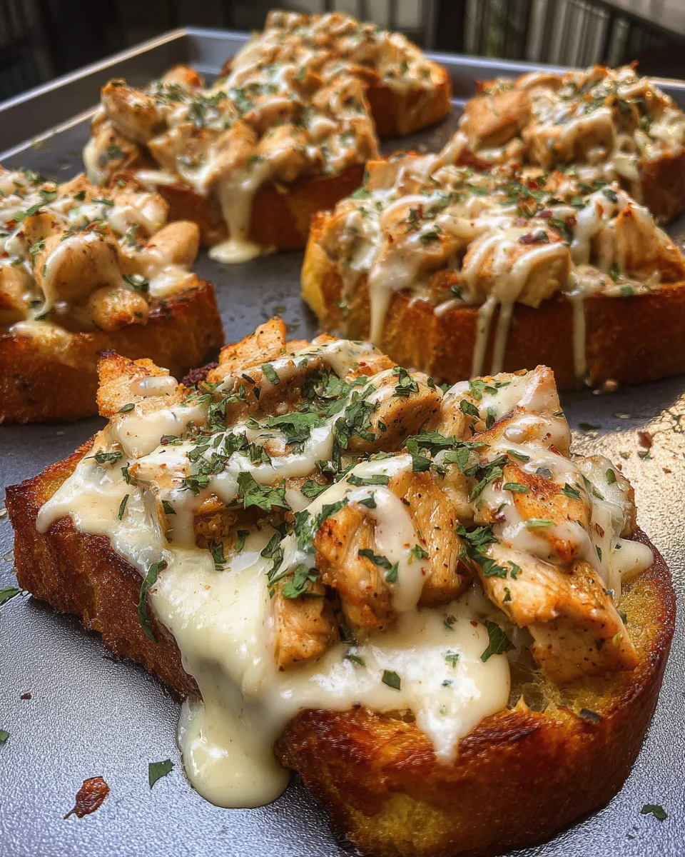 Chicken Alfredo Garlic Toast