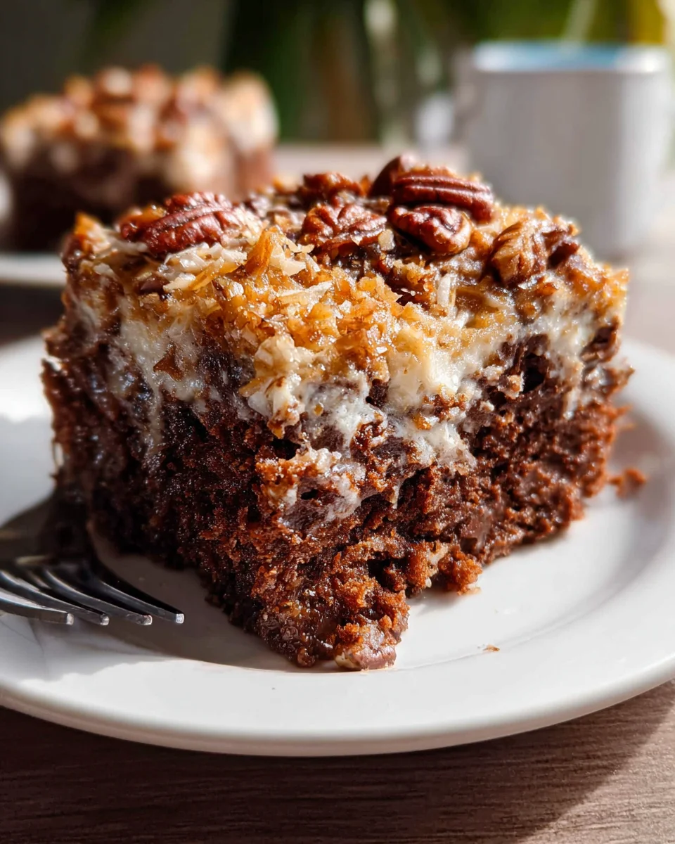 German Chocolate Poke Cake