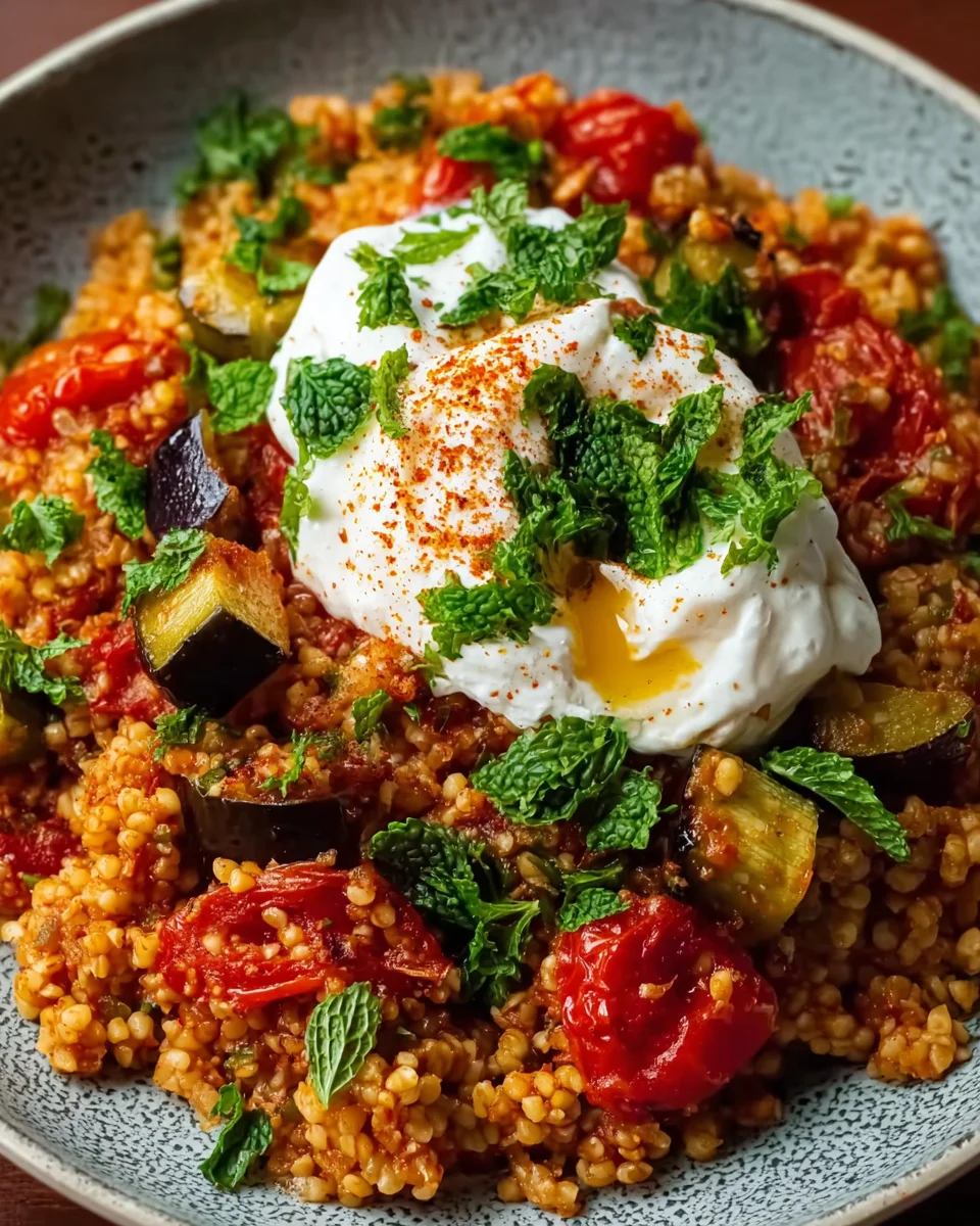 Bulgur mit tomaten aubercucumber wateren und joghurt image 2