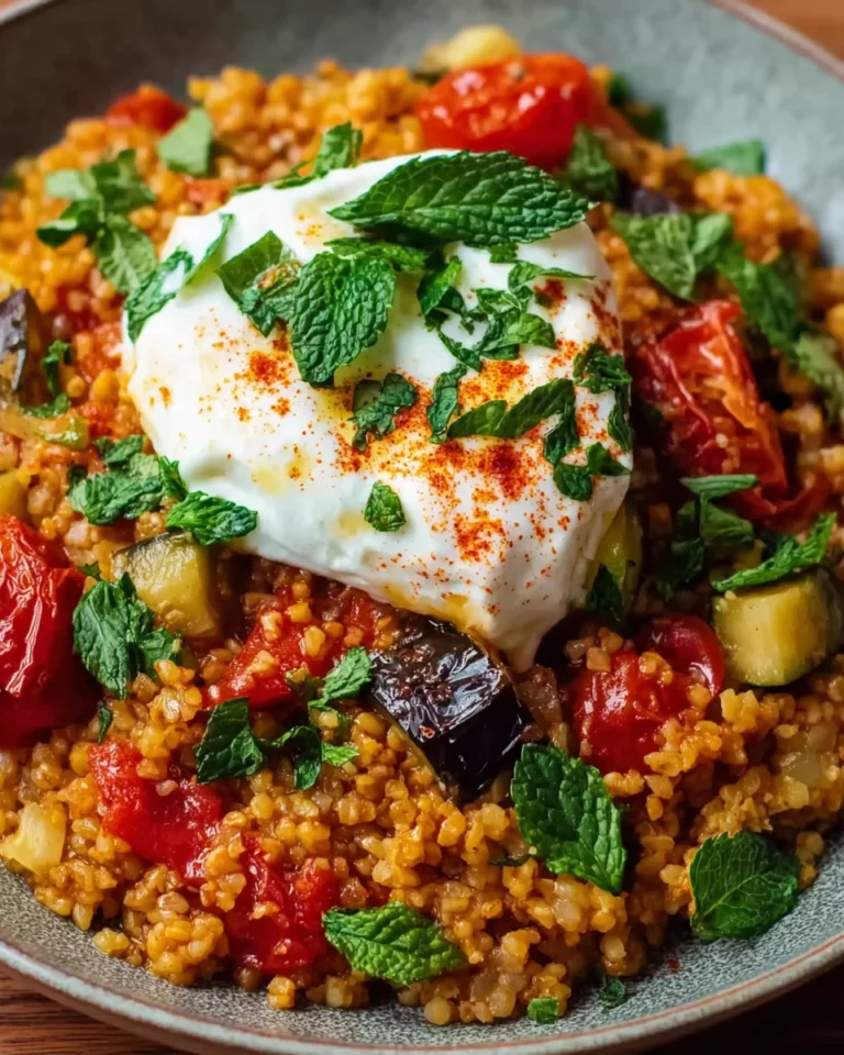 Bulgur mit tomaten aubercucumber wateren und joghurt