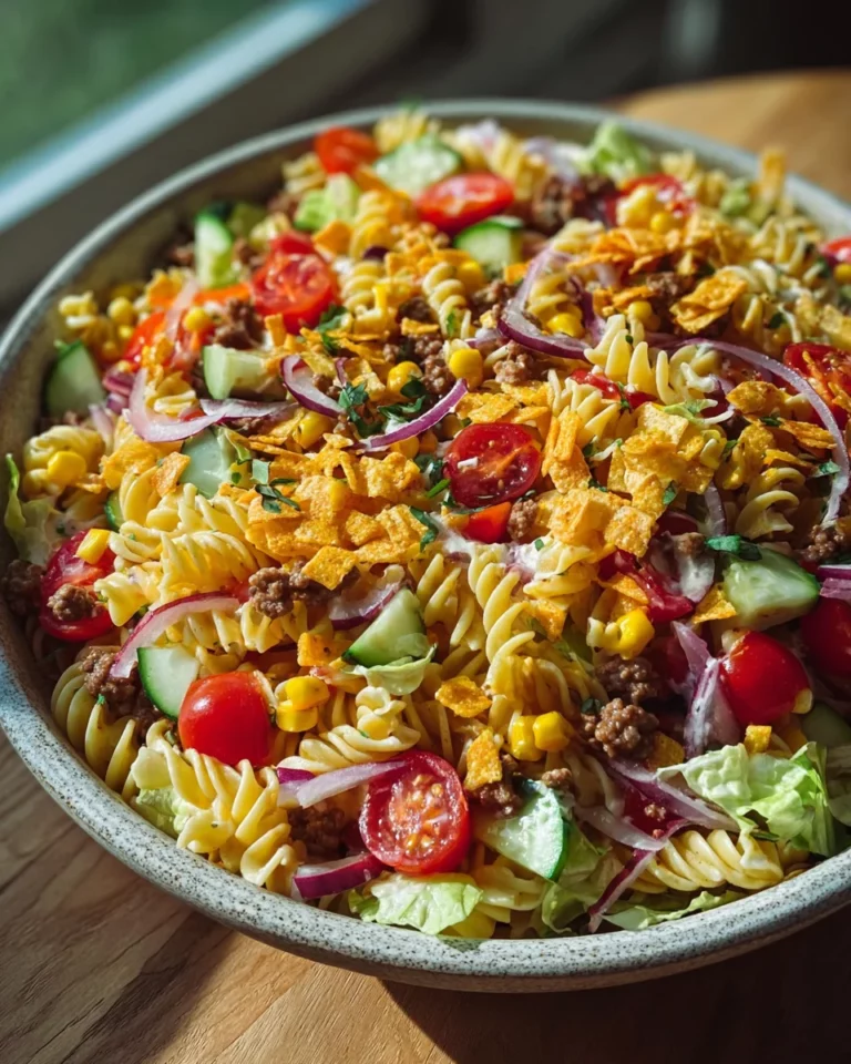 Bunter Taco Nudelsalat mit Crunch – Frisch und lecker genießen!
