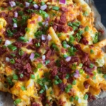 Chili Cheese Fries (Pommes mit Käse und turkey bacon überbacken)