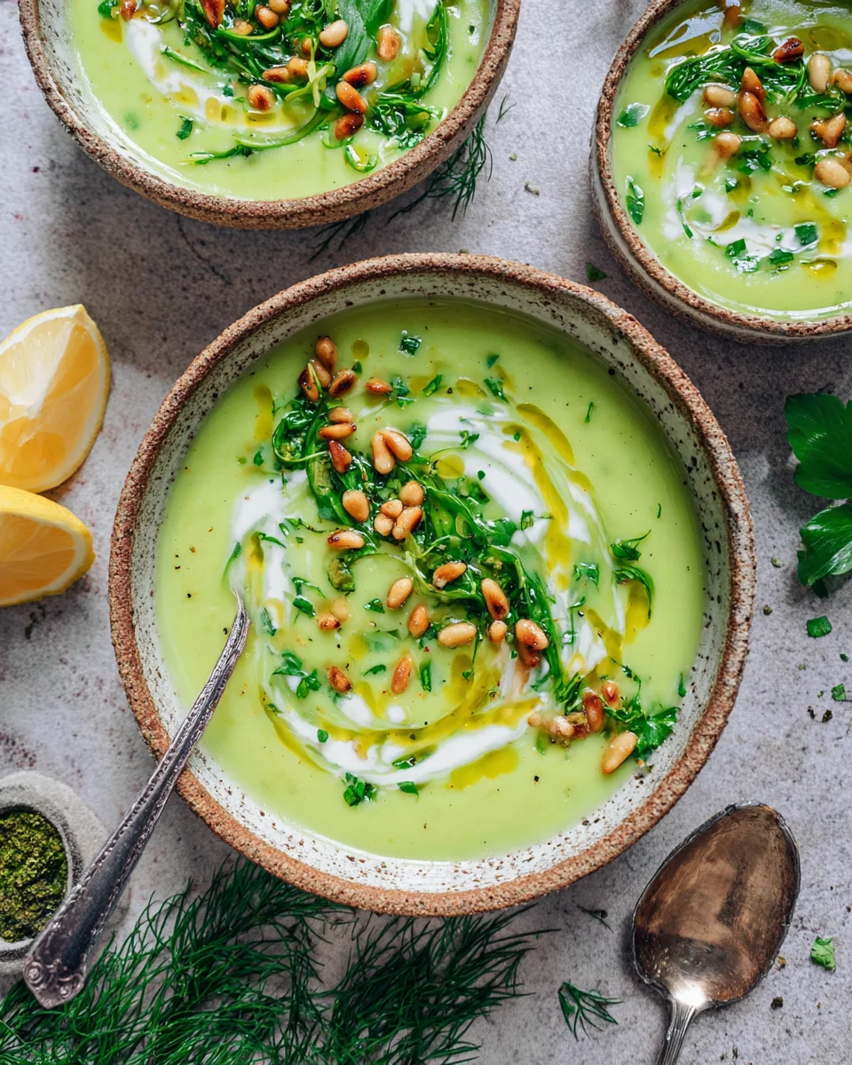 Cremige Kartoffel-Bärlauchsuppe mit Pinienkernen image 2