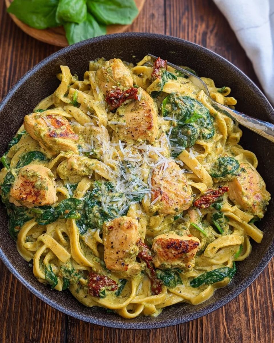 Cremige Pasta-Pfanne mit Hähnchen und Pestosauce image 2