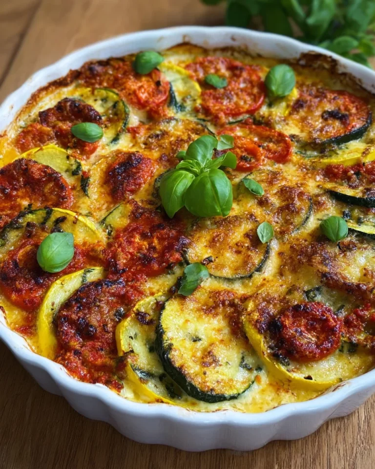 Gemüsegratin mit Pestosauce