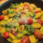 Gnocchi Pfanne mit Brokkoli und Tomaten in Pestorahm