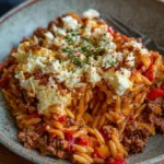 Griechischer Nudel-Hackfleisch Auflauf mit Feta