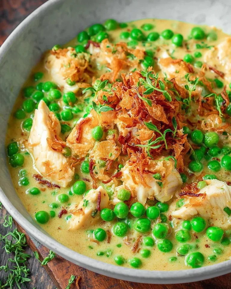 Hähnchen mit Erbsen in Senf-Sahne-Sauce