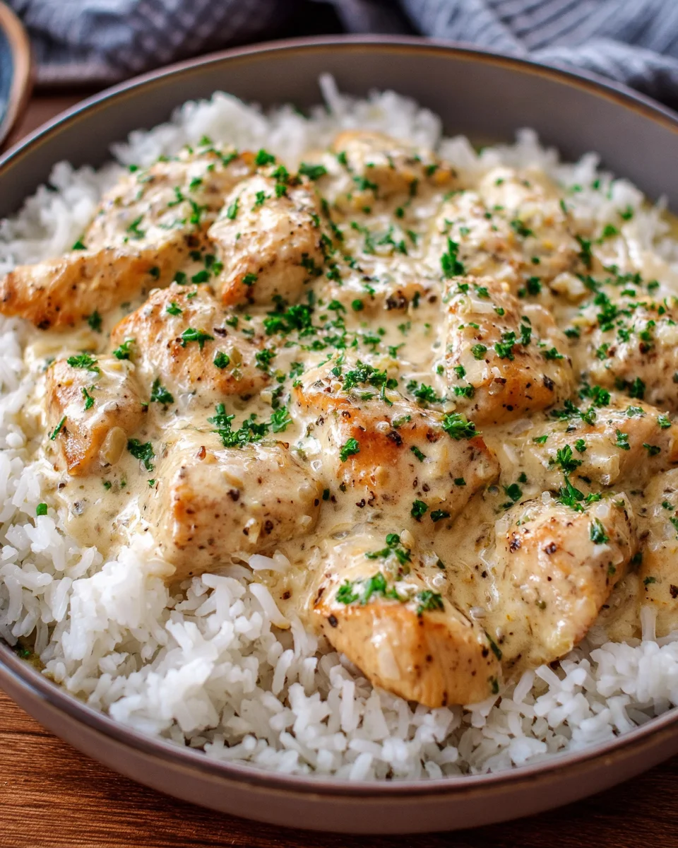 Hähnchenbrust in Sahnesauce mit <a href=