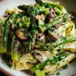 Grüner Spargel mit Pilzen auf Bandnudeln: Ein Unglaubliches Ultimatives Rezept für 4 Personen