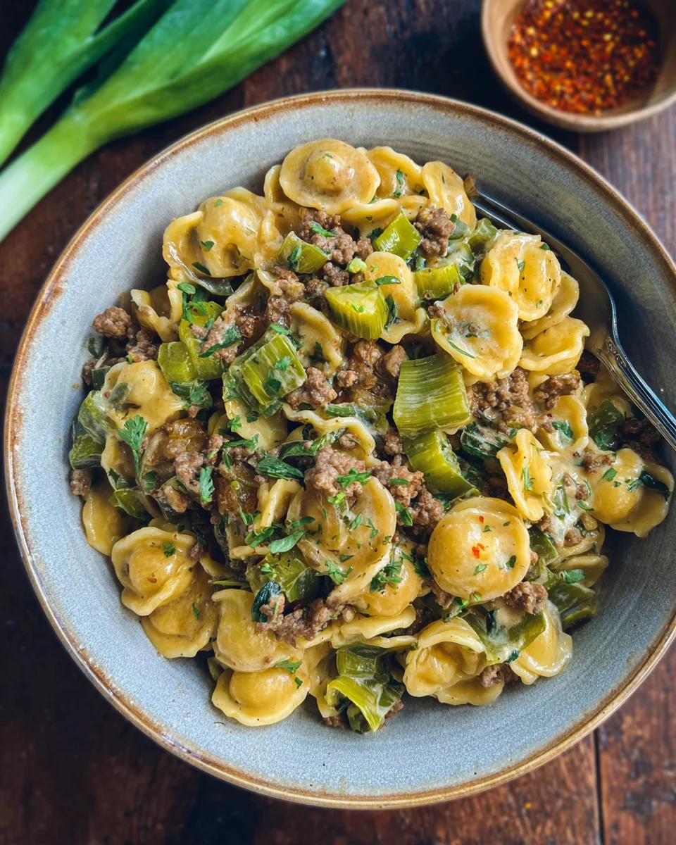 Käse-Lauch Pasta mit Hackfleisch image 2