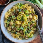 Käse-Lauch Pasta mit Hackfleisch