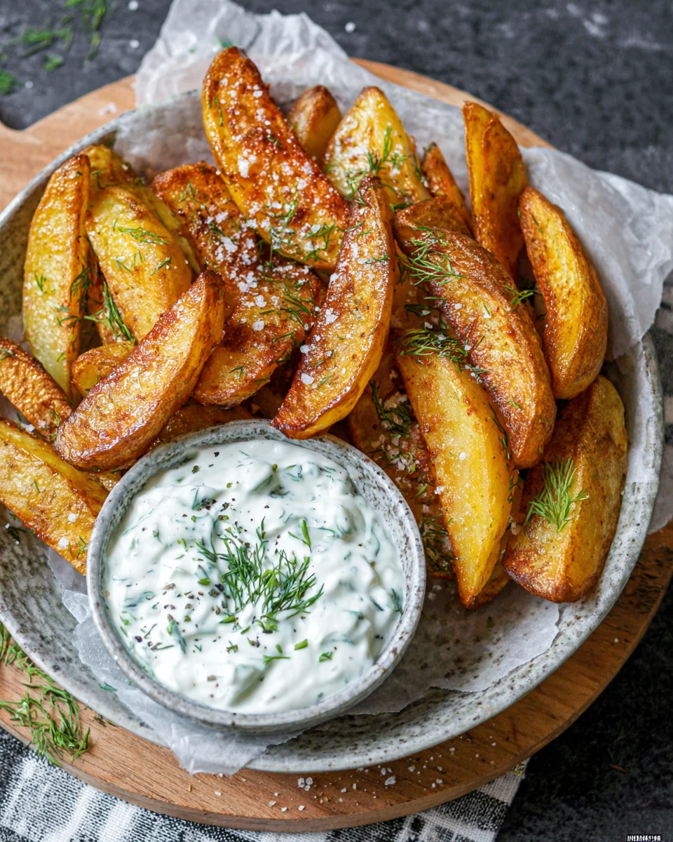 Kartoffelspalten mit Gurkendip image 2