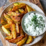 Kartoffelspalten mit Gurkendip