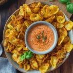 Knusprige Pasta Chips mit cremigem Dip