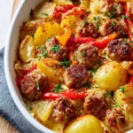 Leckerer Kartoffelauflauf mit Bratwurst