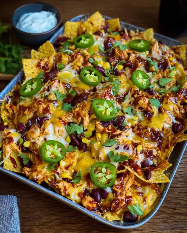 Loaded Nachos mit BBQ Hähnchen