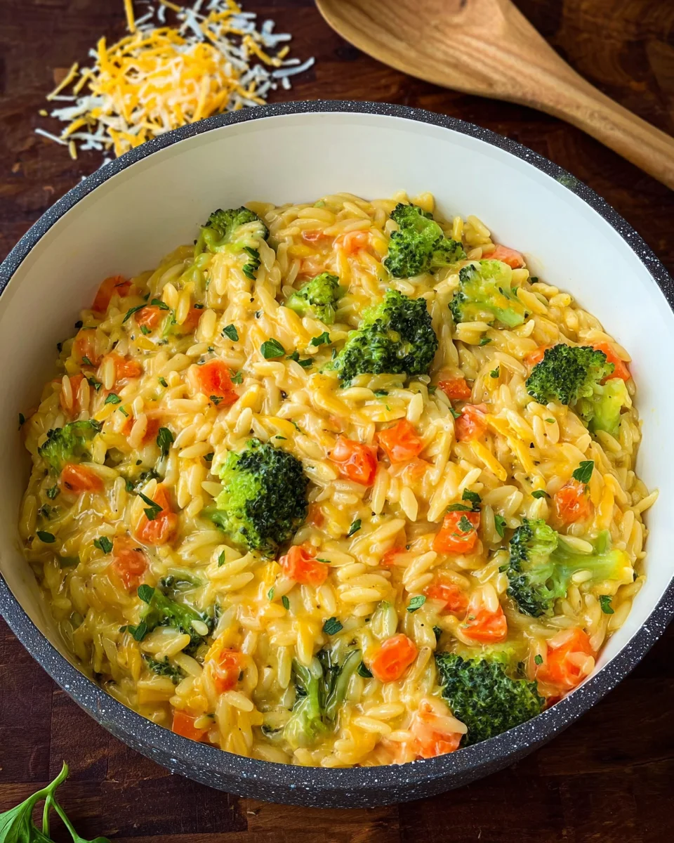 One Pot Orzo-Pasta mit Brokkoli, Möhren und Cheddar image 2