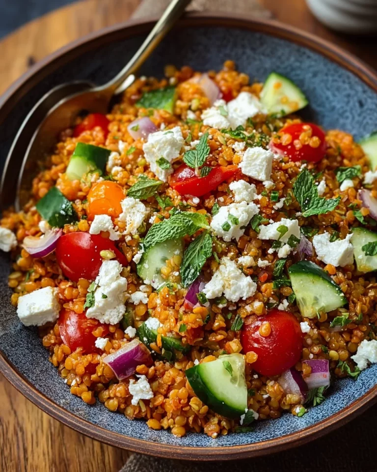 Orientalischer Rote Linsensalat mit Feta einfach genießen!