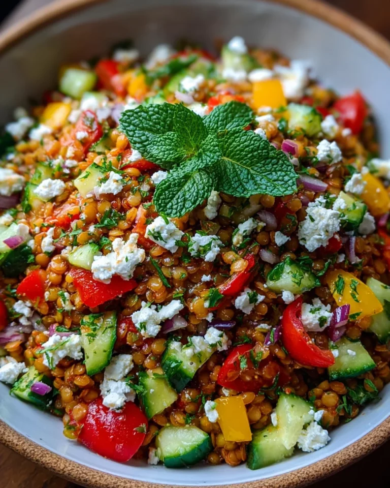Orientalischer Rote Linsensalat mit Feta – Gesund & Lecker!