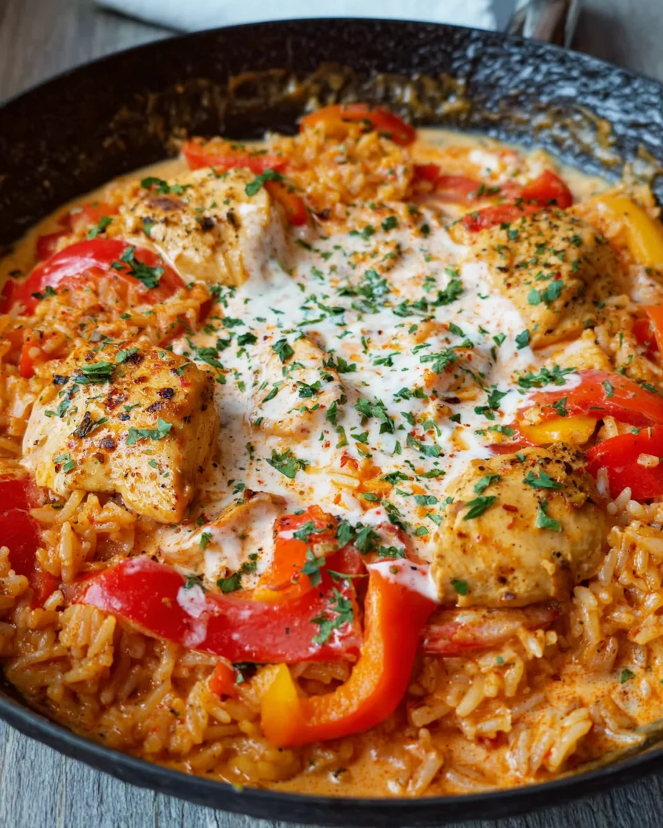 Paprika-Hähnchen-Pfanne mit Reis - cremig & lecker image 2