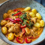 Paprika-Sahne-Hähnchen mit Gnocchi