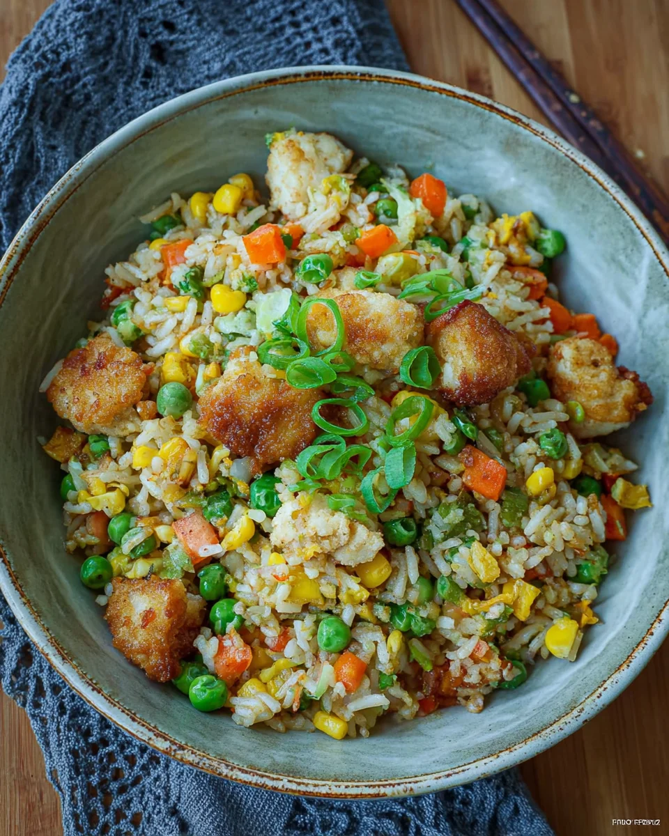 Reis im Airfryer – gebratener Reis mit Hähnchen image 2