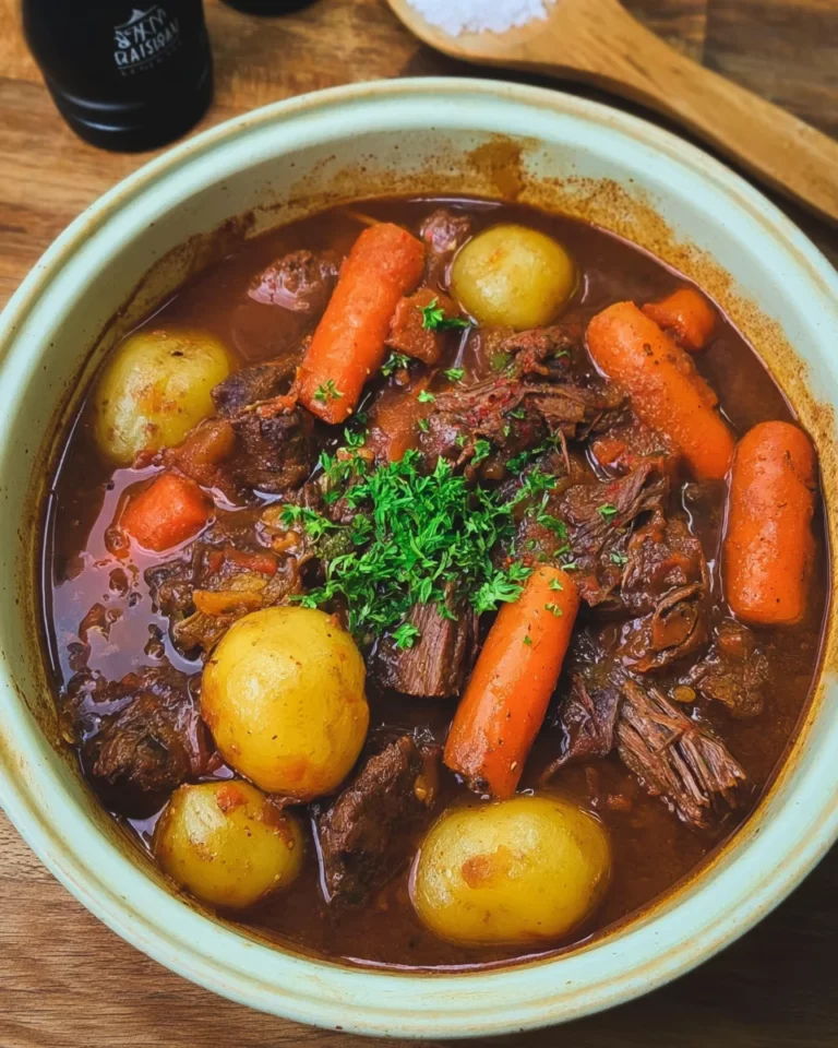 Schmortopf mit Rindfleisch, Kartoffeln und Möhren
