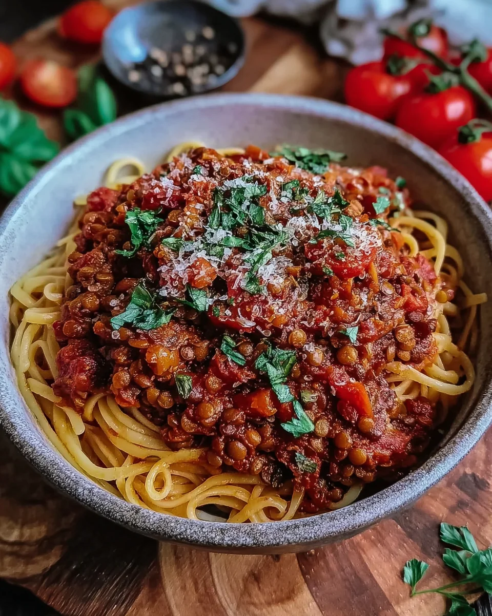 Schnelle vegetarische Linsenbolognese image 2