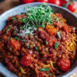 Schnelle vegetarische Linsenbolognese